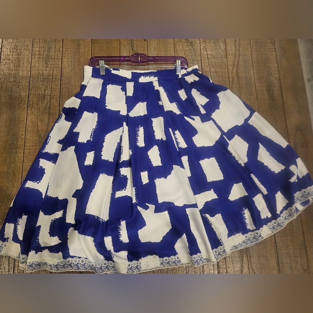 Elegant Blue and White Women's Skater Skirt